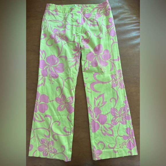 EUC - Trina Turk Yellow and Pink Floral Pants Size 2 - Picture 1 of 7